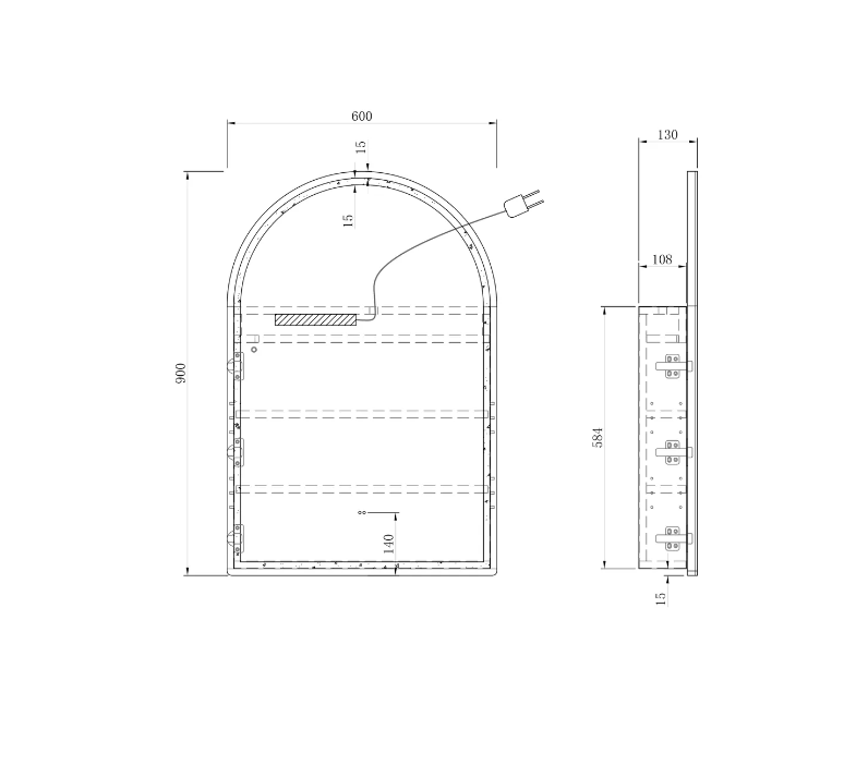 LED-ARSV9060B - LED ARCHIE SHAVING CABINET BLACK OAK 900