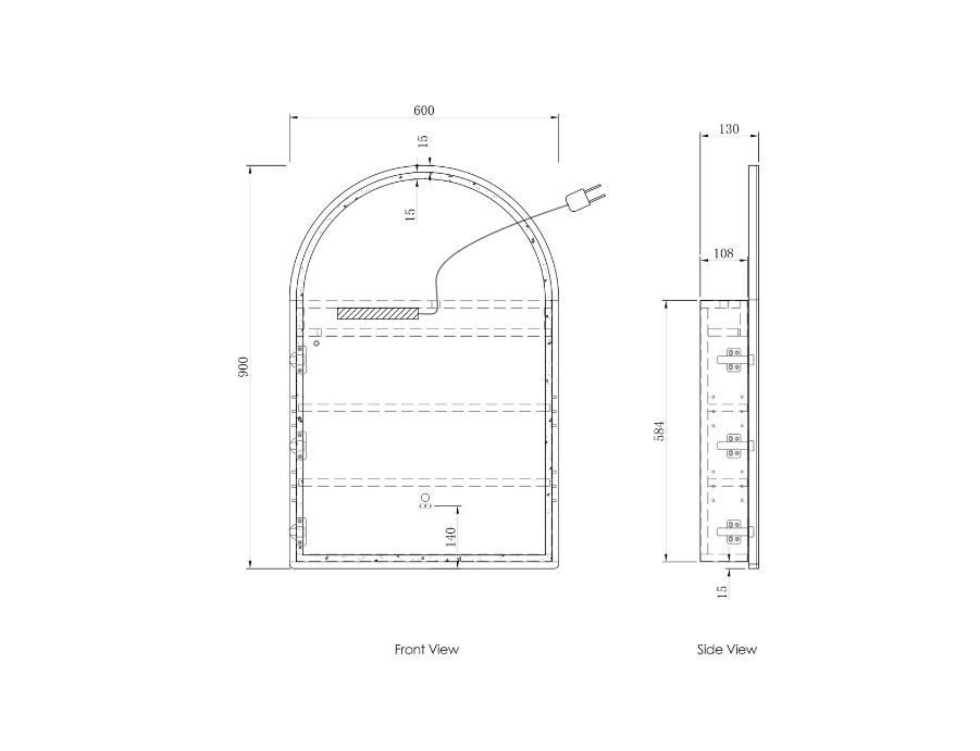 LED-ARSV9060N - LED ARCHIE SHAVING CABINET NATURAL OAK 900