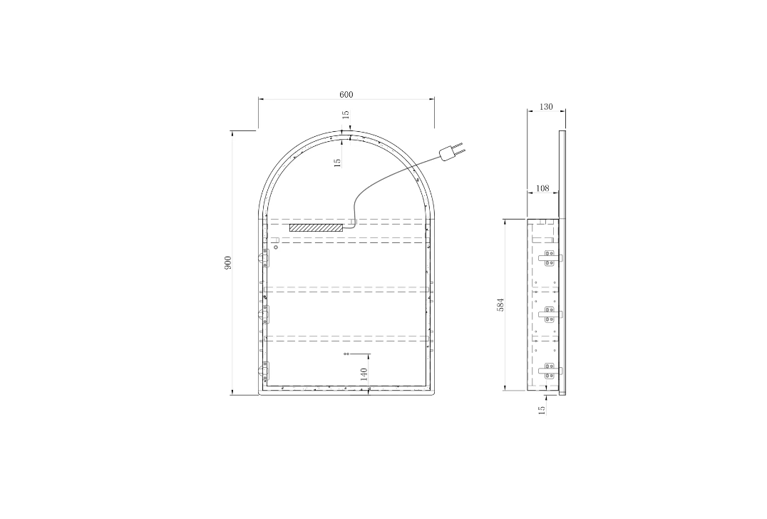 LED-ARSV9060 - LED ARCHIE SHAVING CABINET 900