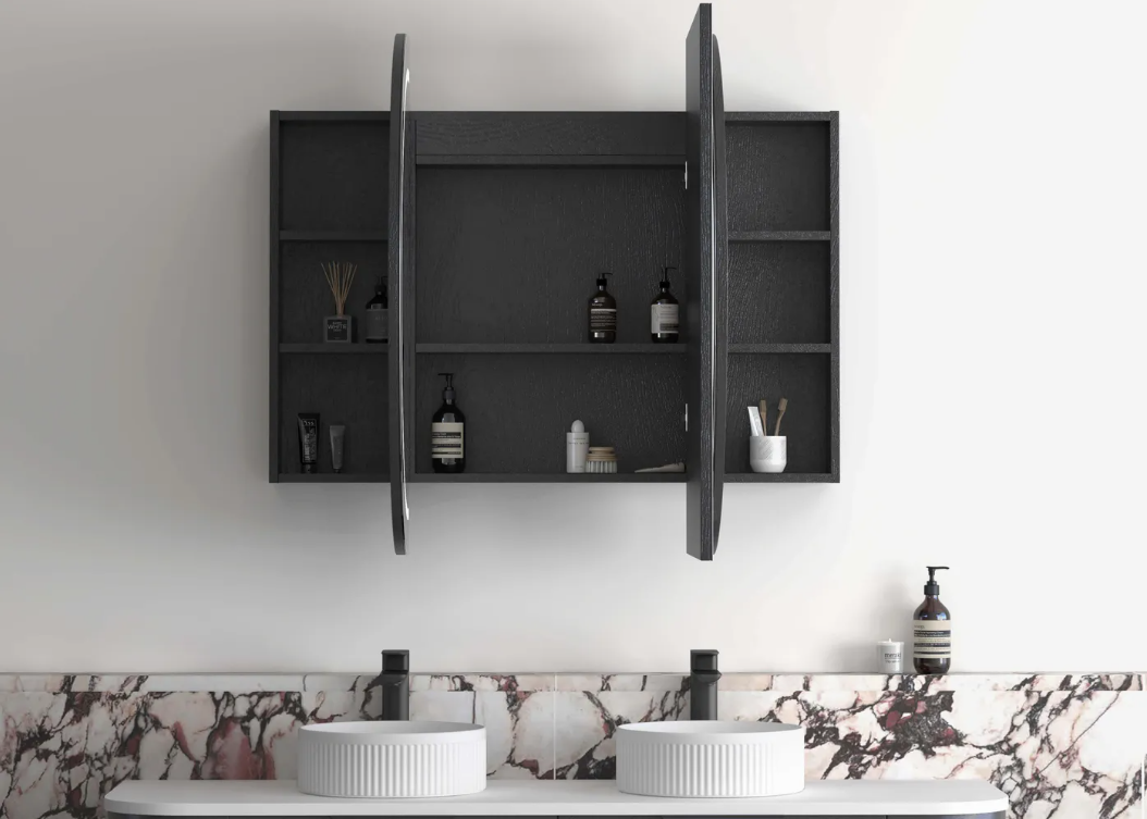 LED-BOSV1590B - LED BONDI 1500X900 SHAVING CABINET BLACK OAK