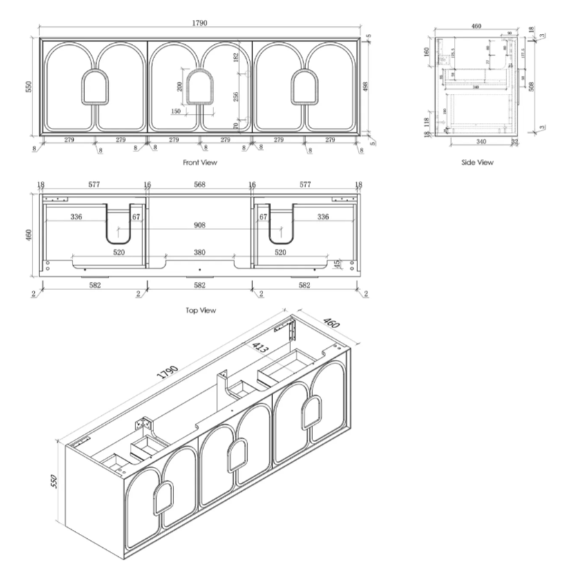LAGUNA BLACK AMERICAN OAK 1800X460 VANITY