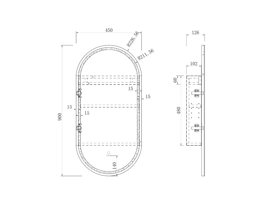 LED-SOV9045 - LED NOOSA OVAL SHAPE SHAVING CABINET