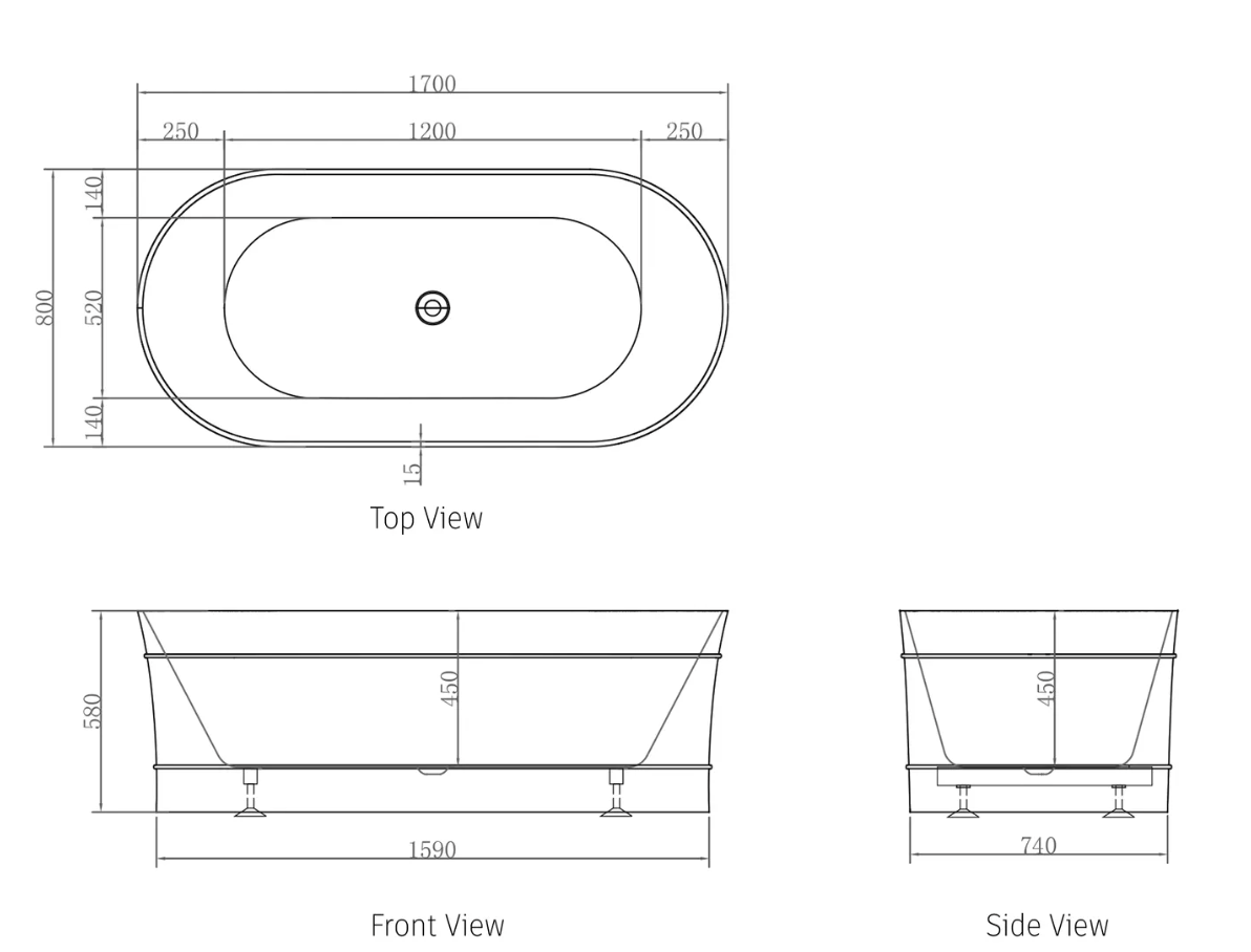 ATTICA BONDI BATH 1700 GLOSS WHITE