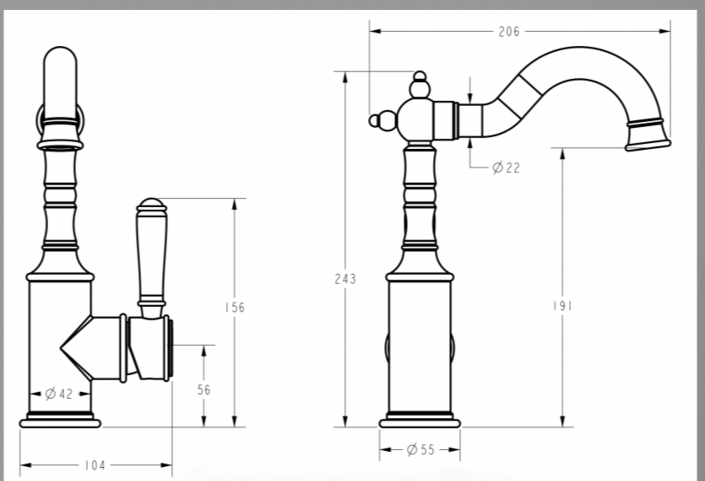 IKON/ Clasico Basin Mixer Ceramic Handle - HYB868-202A