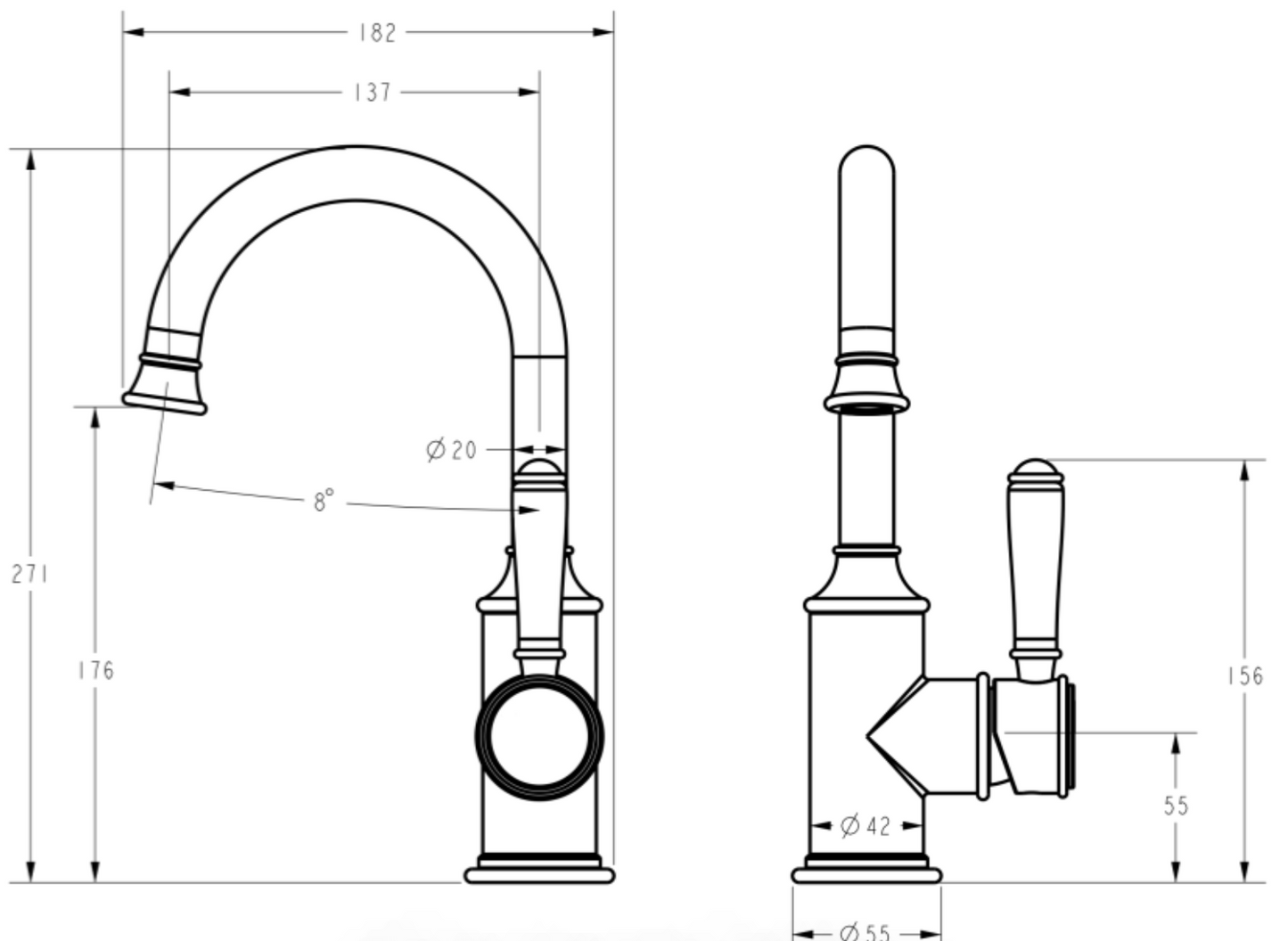 IKON / Clasico Gooseneck Basin Mixer HYB868-201