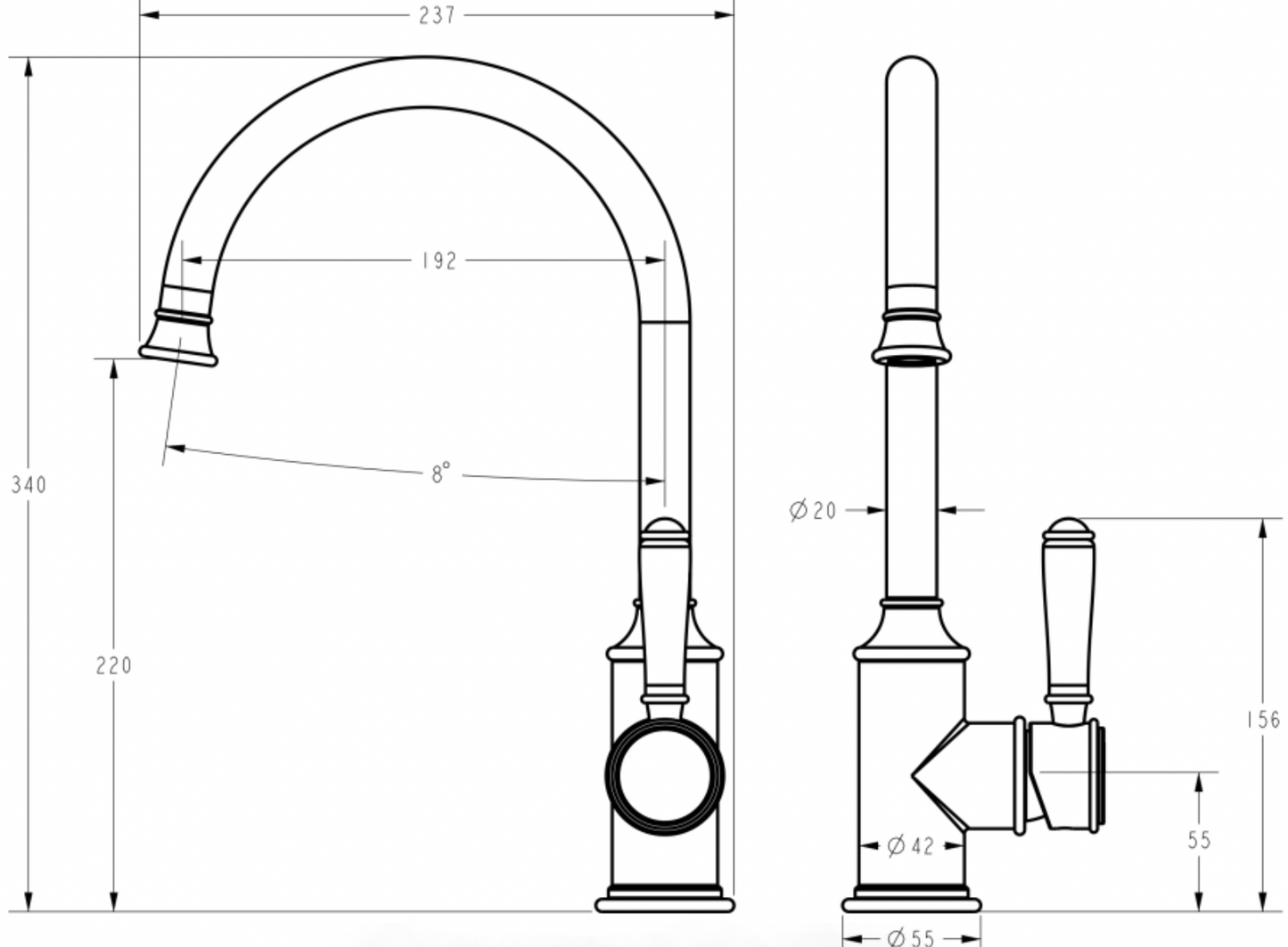 IKON / Clasico Gooseneck Sink Mixer - HYB868-101