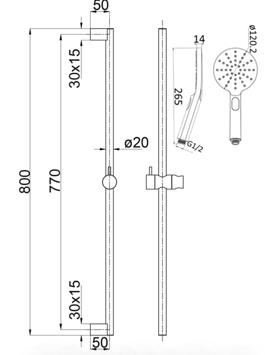 CORA ROUND SLIDING SHOWER SET CHROME - PSH036
