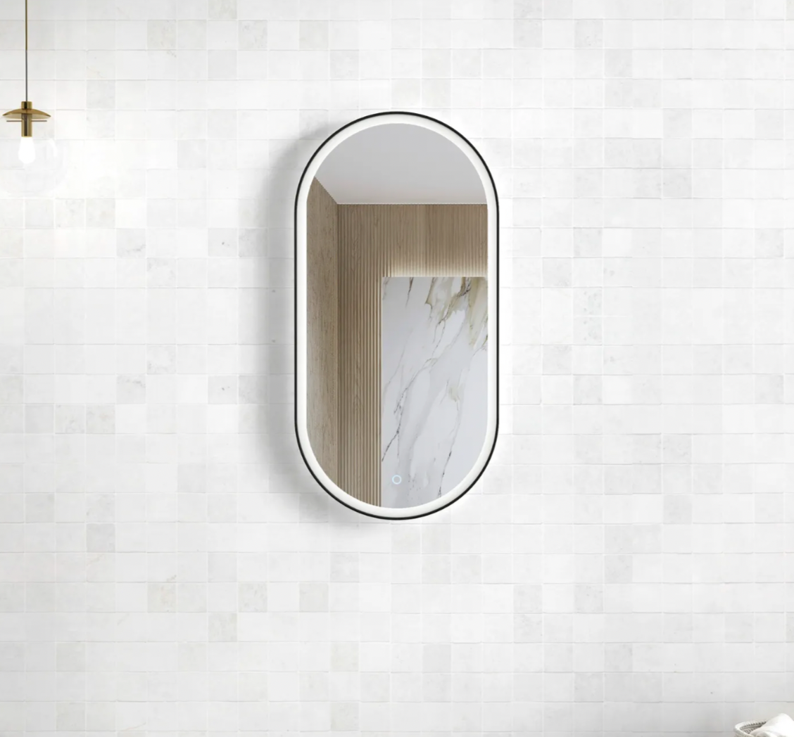 NOOSA FRAMED LED MIRROR BLACK 900X450 *ANTI-FOG