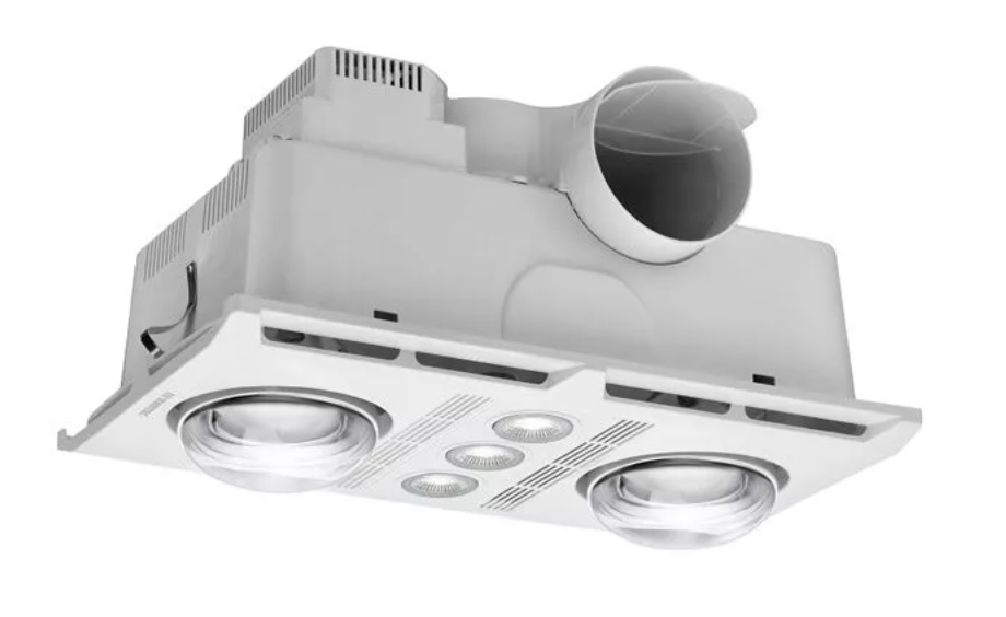 Profile Plus 2 3-in-1 Bathroom Heater with 2 Heat Lamps, Exhaust Fan and GU10 LED Light