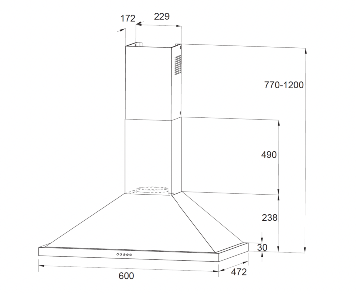 CANOPY RANGEHOOD - 600MM