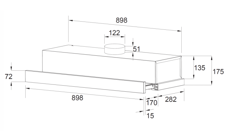 TELESCOPIC RANGEHOOD - 900MM