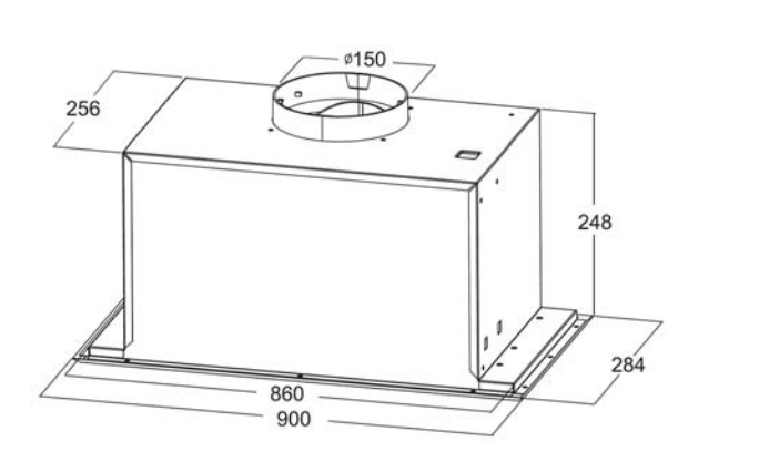 CONCEALED BLACK RANGEHOOD - 900MM