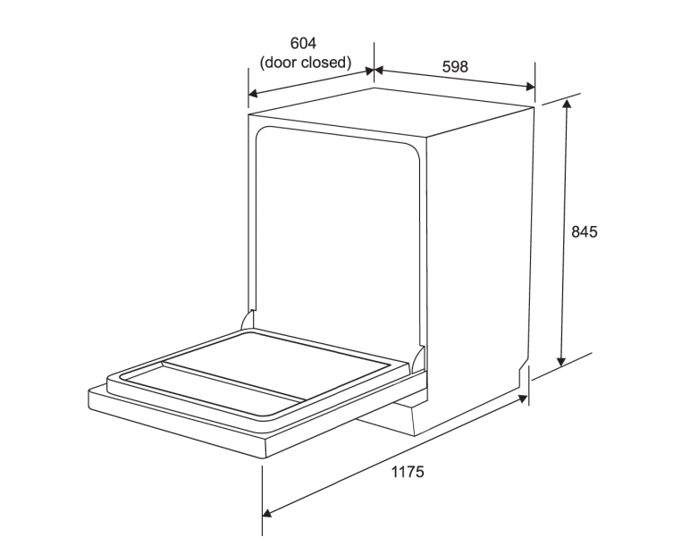 BLACK FREESTANDING DISHWASHER - 600MM 12 PLACE SETTINGS