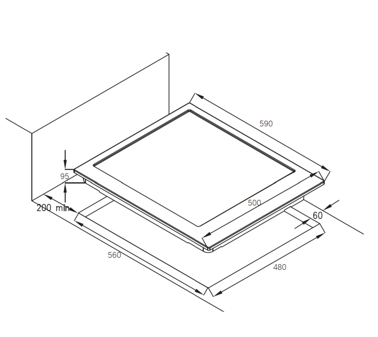 GAS COOKTOP - 600MM SS ENAMEL TRIVETS