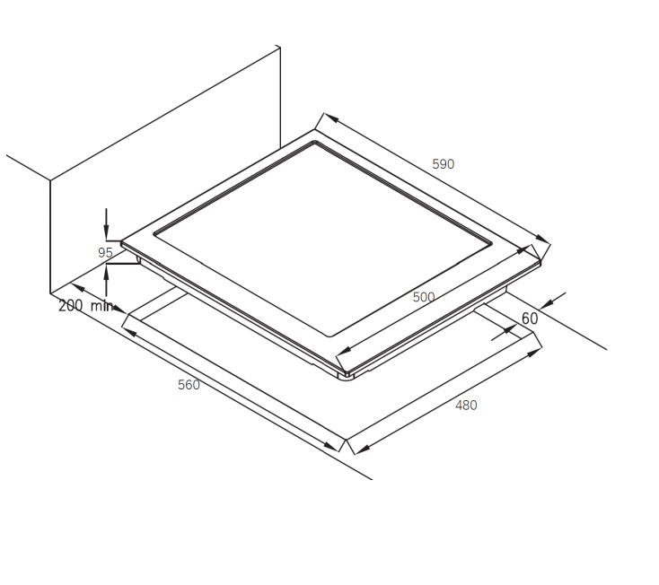 GAS COOKTOP - 600MM SS CAST IRON TRIVETS