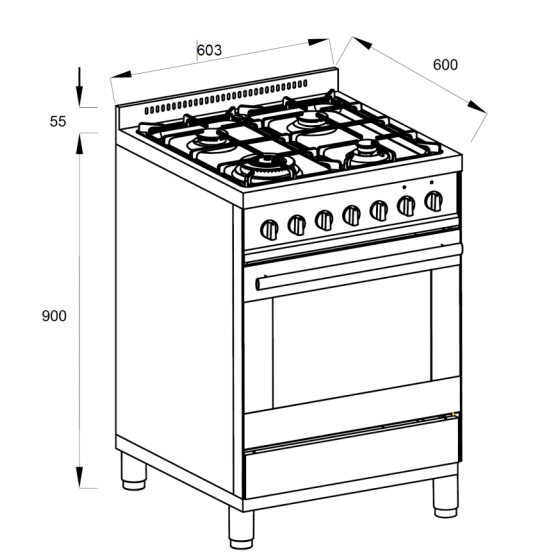 FREESTANDING DUAL FUEL COOKER - 600MM