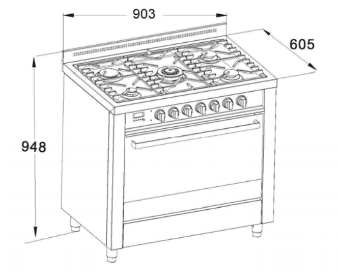 FREESTANDING DUAL FUEL COOKER - 900MM DESIGNER