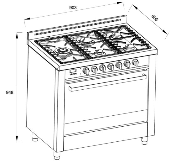 FREESTANDING DUAL FUEL COOKER - 900MM PRESTIGE