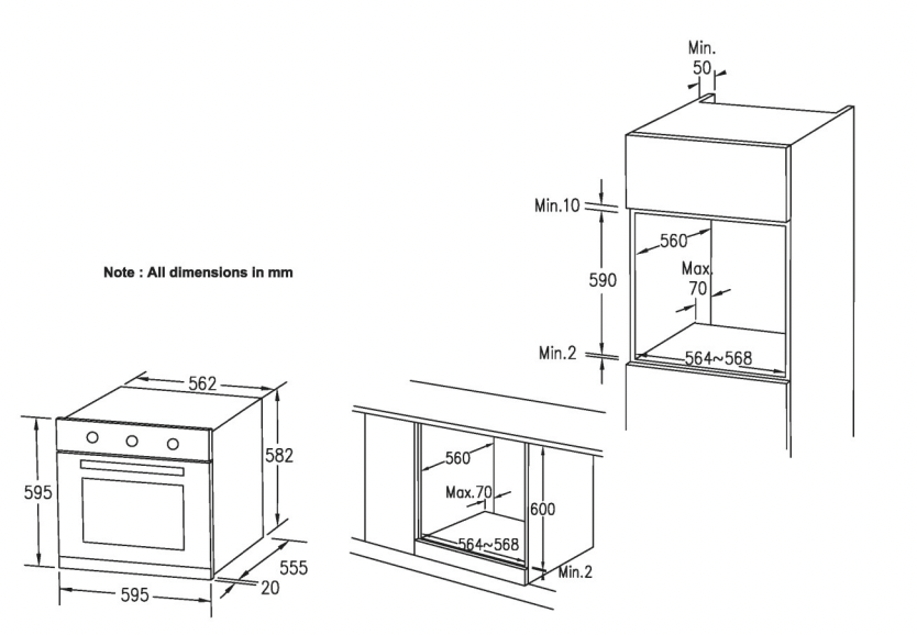 ELECTRIC OVEN - 600MM 5 FUNCTIONS