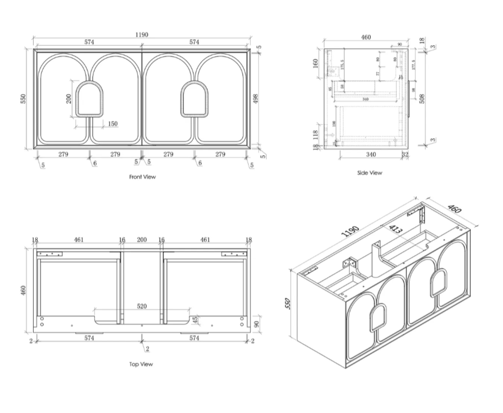 LAGUNA SATIN WHITE 1200X460 VANITY