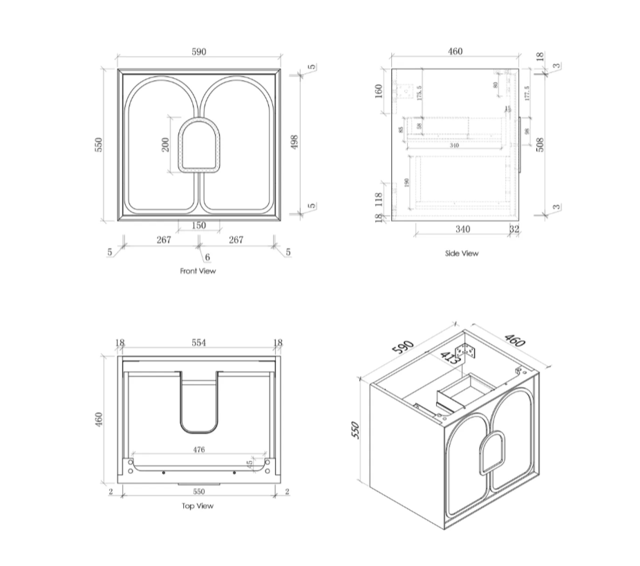LAGUNA BLACK AMERICAN OAK 600X460 VANITY