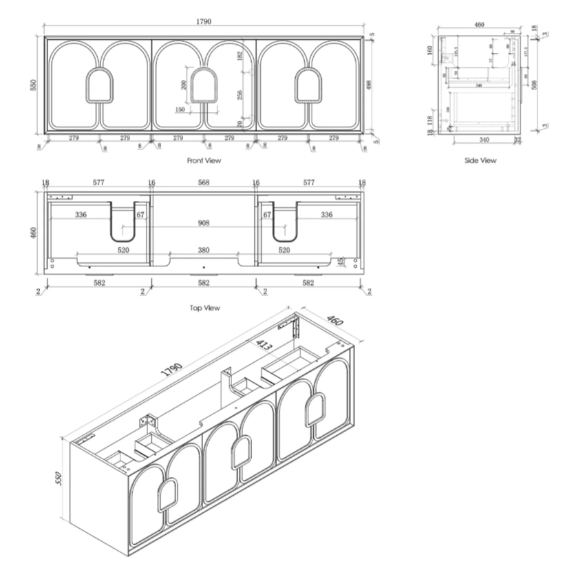 LAGUNA SATIN WHITE 1800X460 VANITY