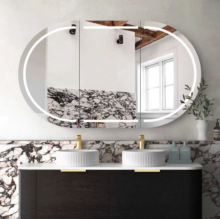 LED-BOSV1590B -  LED BONDI 1500X900 SHAVING CABINET BLACK OAK