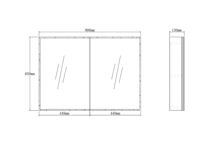 LED-PSV900 - MOONLIGHT LED SHAVING CABINET 900X650X130 2 DOORS