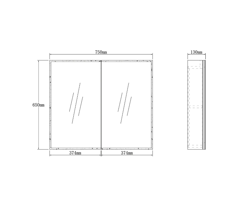 LED-PSV750 - MOONLIGHT LED SHAVING CABINET 750X650X130 2 DOORS