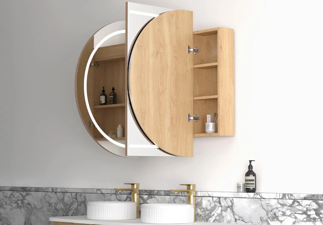 LED-BOSV1590N - LED BONDI 1500X900 SHAVING CABINET NATURAL OAK