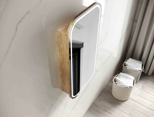 LED-SSQ9045N - LED NEWPORT SOFT SHAVING CABINET NATURAL OAK