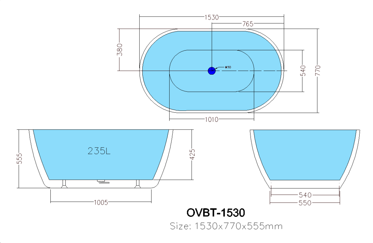 Olivia 1530 Bathtub - OVBT1530NF