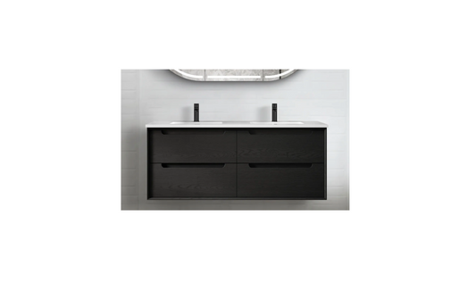 BLACK OAK BYRON 1200MM DOUBLE BOWL WALL HUNG VANITY