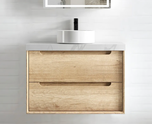 NATURAL OAK BYRON 750MM WALL HUNG VANITY