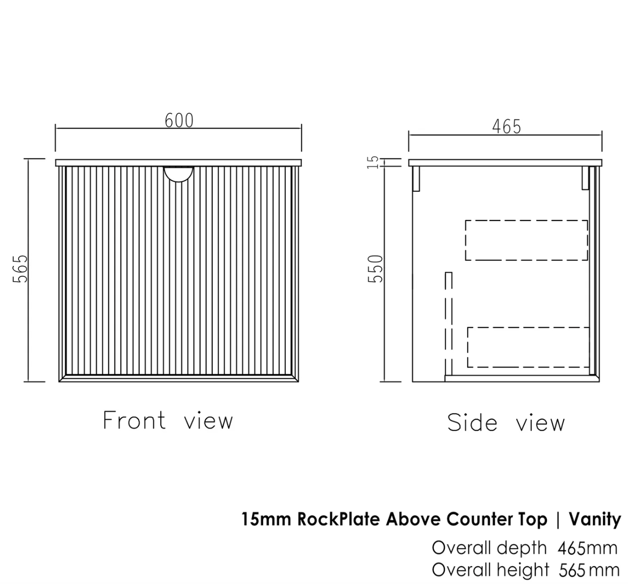 MATTE BLACK MARLO 600MM WALL HUNG VANITY