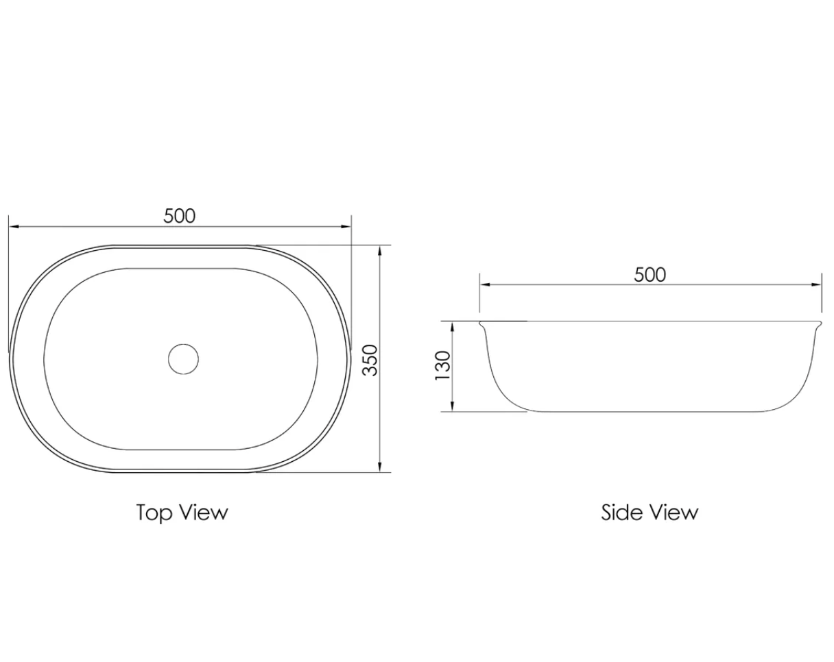 BRONTE OVAL BASIN CARRARA LOOK 500X350