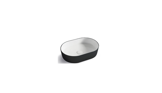 OVAL BASIN GLOSS WHITE & MATT BLACK 500X340