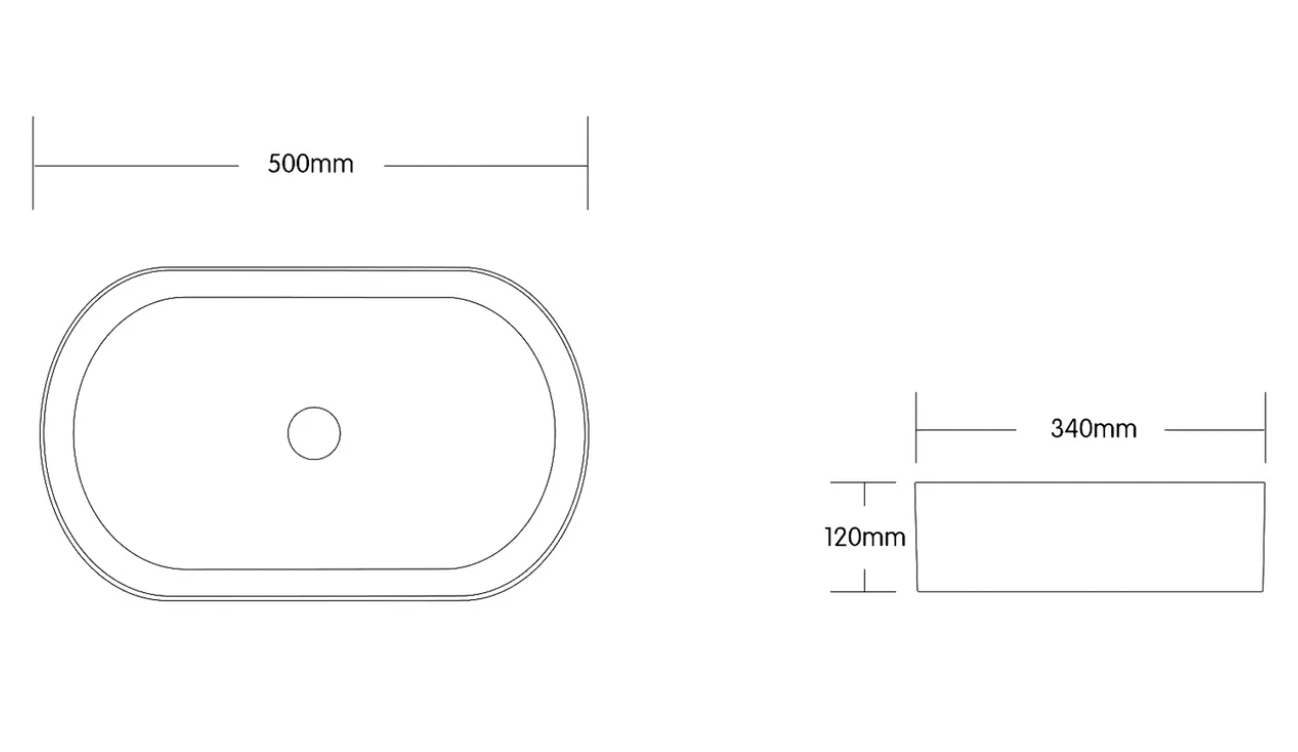 OVAL BASIN MATT WHITE 500X340