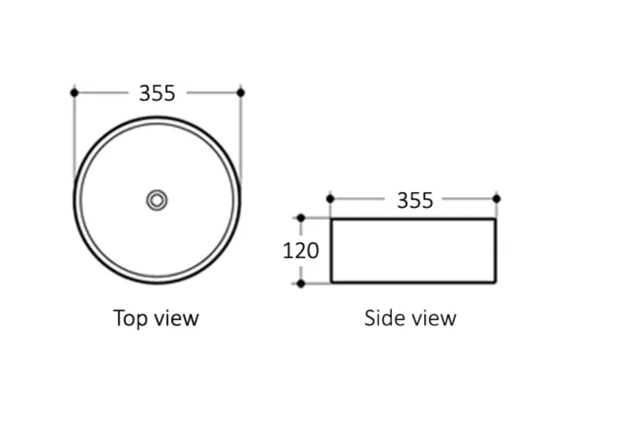 RADIUS ROUND BASIN 355X355 MATT WHITE