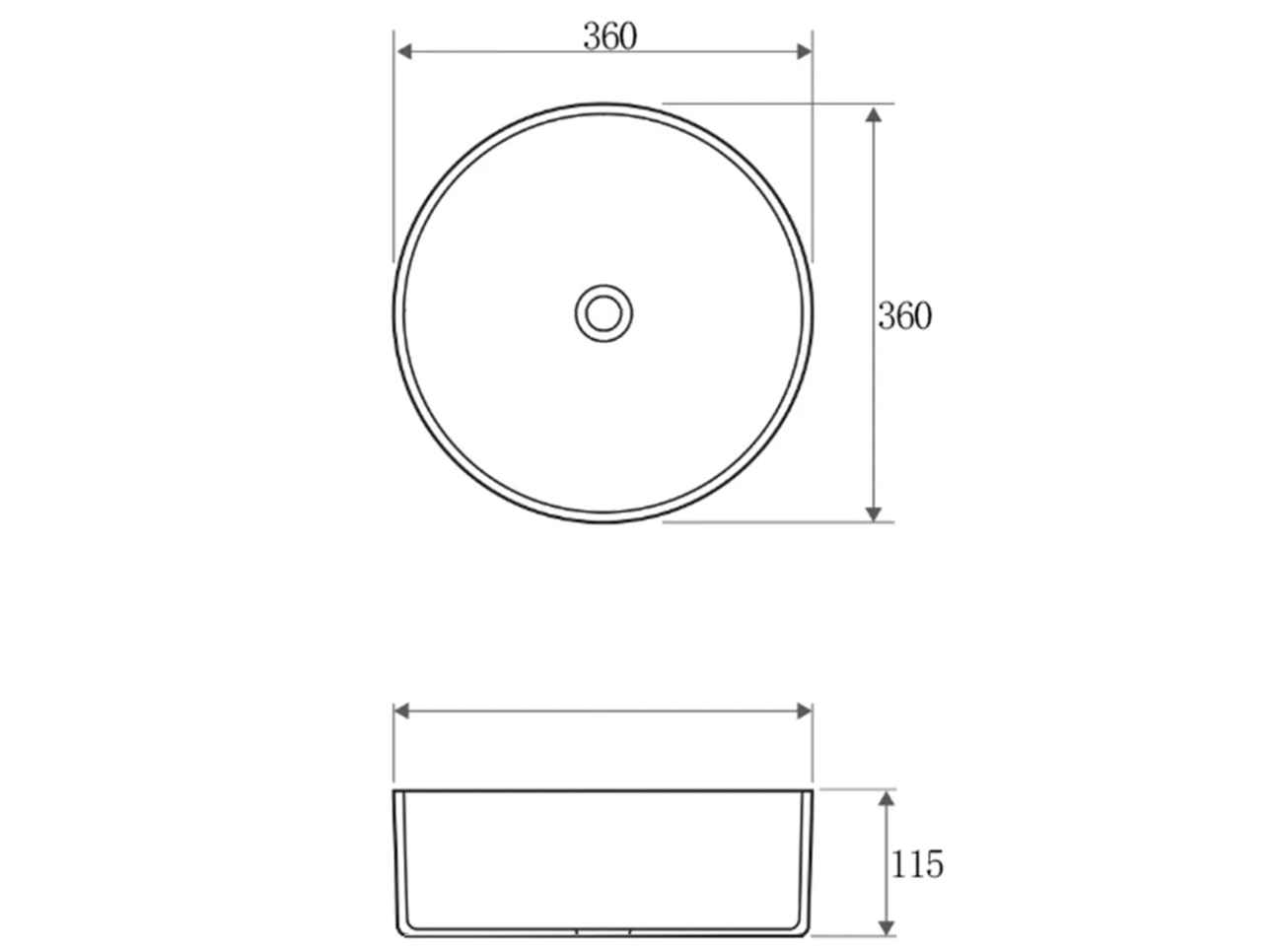 RADIUS ROUND BASIN GUN METAL 360