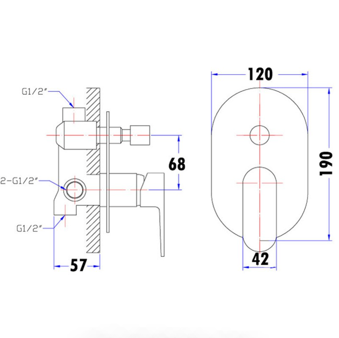 DOVE WALL MIXER WITH DIVERTER - PB3002SB