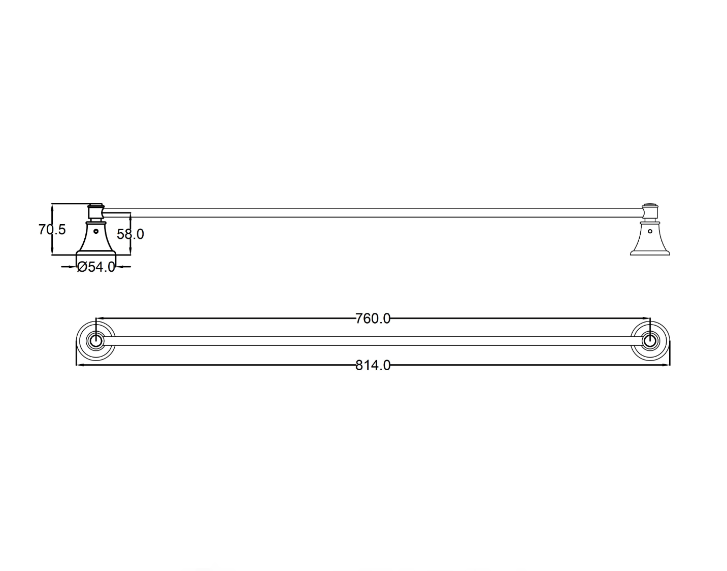 IKON / Clasico Single Towel Rail 800mm - 66501-800