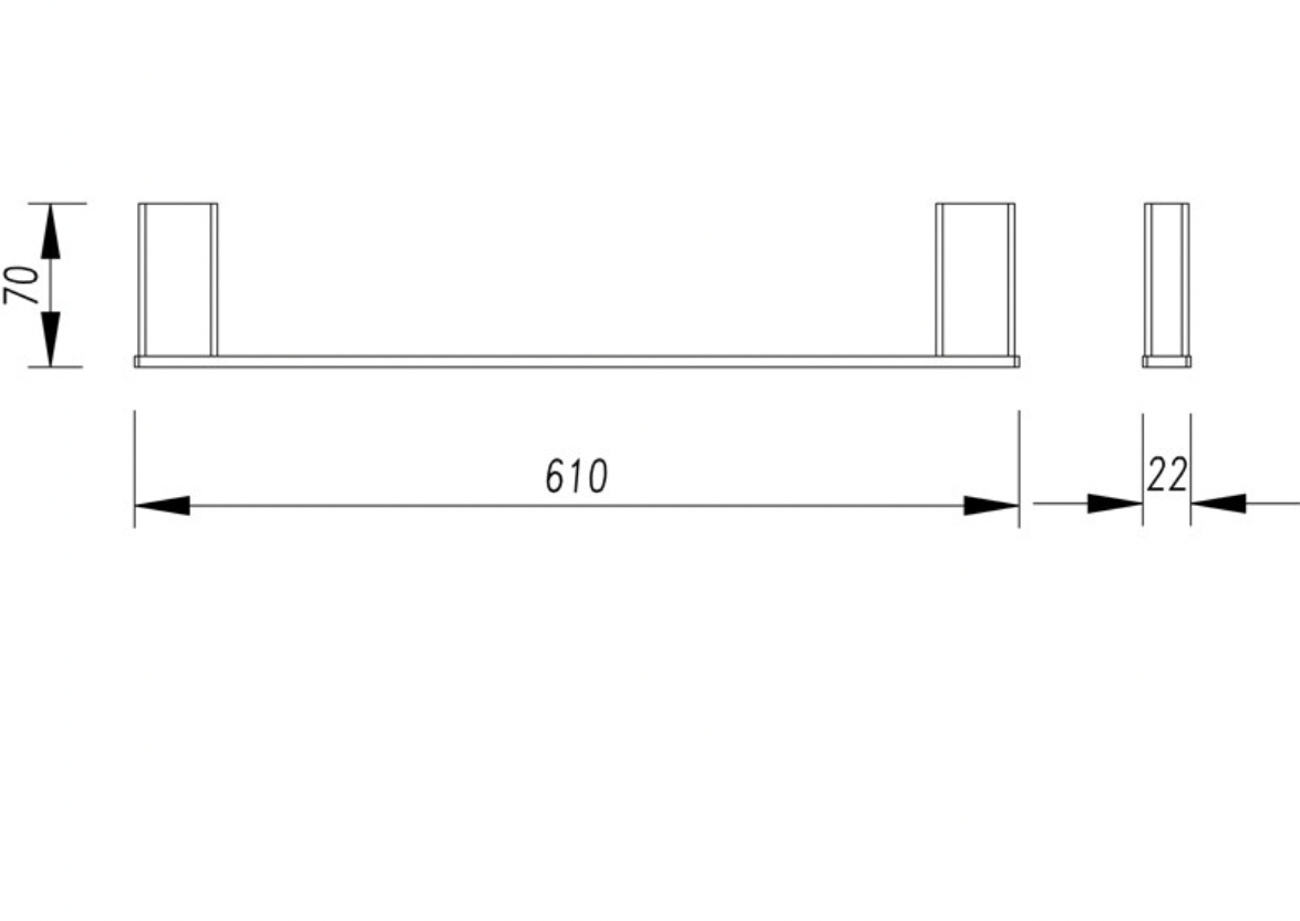 AIKO SINGLE TOWEL RAIL - 7101-610