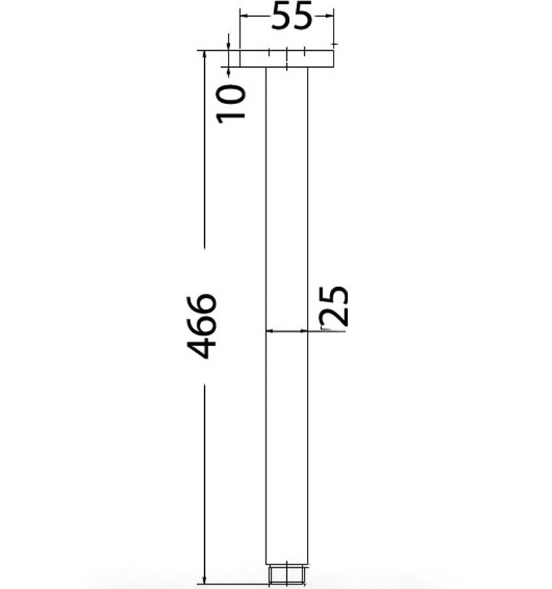 SQUARE VERTICAL SHOWER ARM 450mm - PRY002A