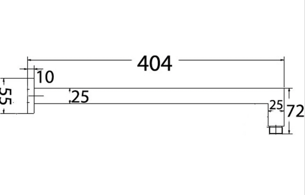 SQUARE HORIZONTAL SHOWER ARM 400mm - PRY003