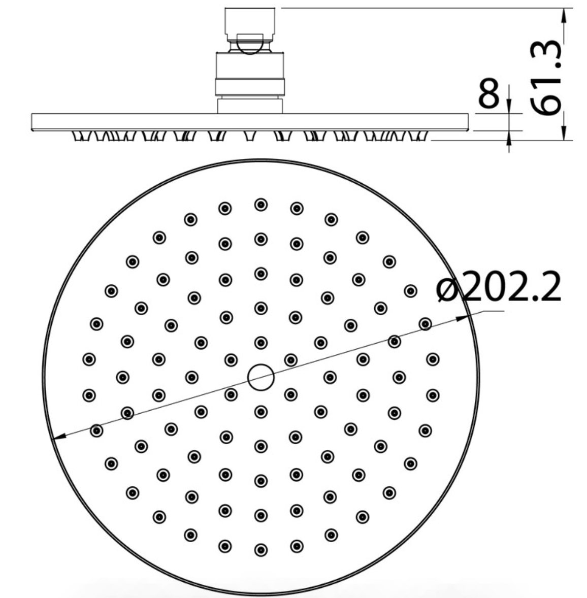 CORA ROUND BRASS SHOWER HEAD BG 200mm - PRB1056N-BG