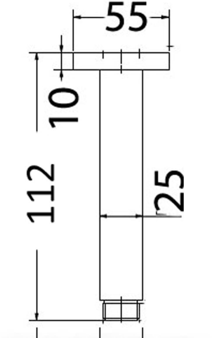 SQUARE VERTICAL SHOWER ARM 100mm - PRY002D