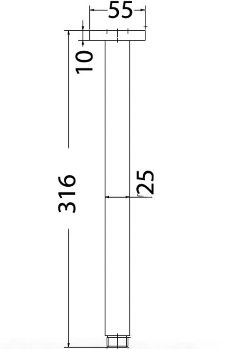 SQUARE VERTICAL SHOWER ARM 310mm - PRY002-GM