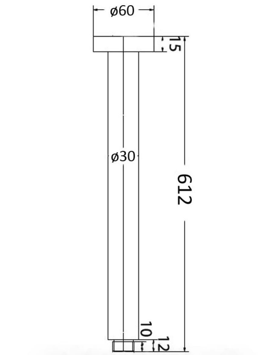 ROUND VERTICAL SHOWER ARM 600mm - PRY001B