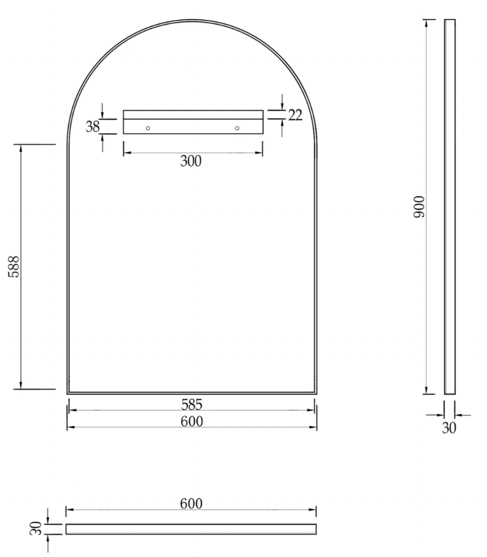 ARCHIE METAL FRAMED MIRROR 900X600 BLACK